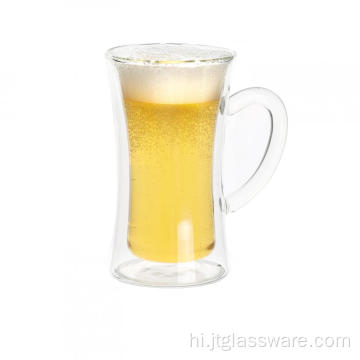 सफेद चाय के लिए डबल वॉल कस्टम ग्लास मग